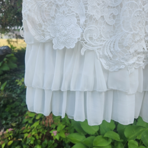 Simply Couture Cream Pleated Ruffled Blouse - Picture 2 of 5